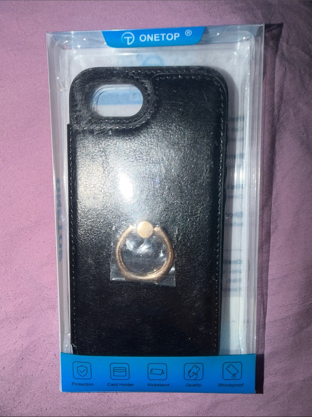 Black Phone Case with Gold Ring Stand IPHONE 16